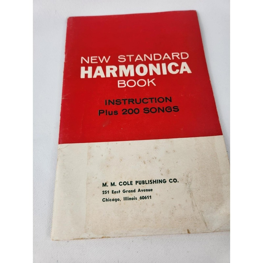 1954 New Standard Harmonica Book M.M. Cole 200 Songs Music Instruction Vintage‎